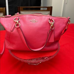 Coach Barbie Pink two way- pebbled leather